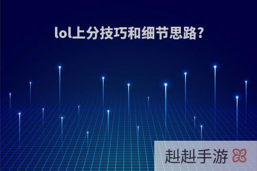 lol上分技巧和细节思路?