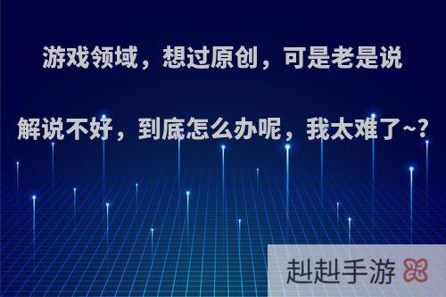 游戏领域，想过原创，可是老是说解说不好，到底怎么办呢，我太难了~?