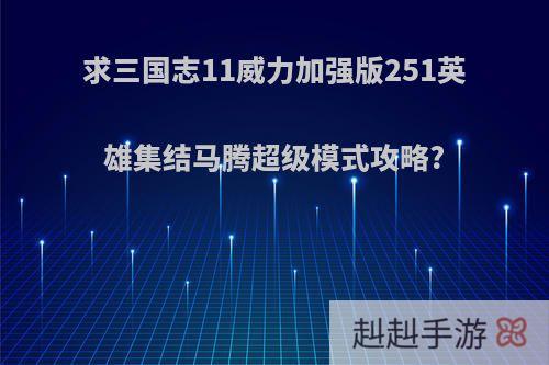 求三国志11威力加强版251英雄集结马腾超级模式攻略?