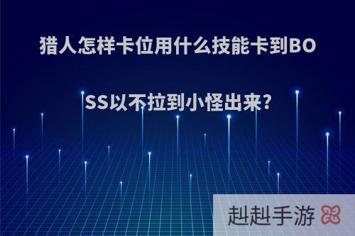 猎人怎样卡位用什么技能卡到BOSS以不拉到小怪出来?