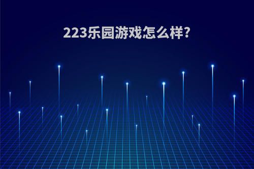 223乐园游戏怎么样?