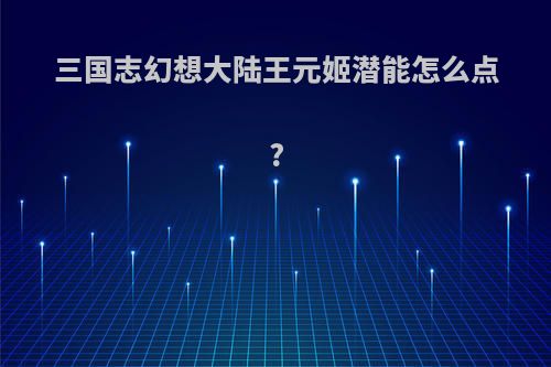 三国志幻想大陆王元姬潜能怎么点?