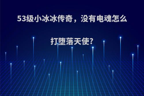 53级小冰冰传奇，没有电魂怎么打堕落天使?