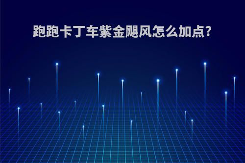 跑跑卡丁车紫金飓风怎么加点?