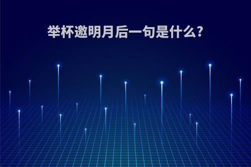 举杯邀明月后一句是什么?