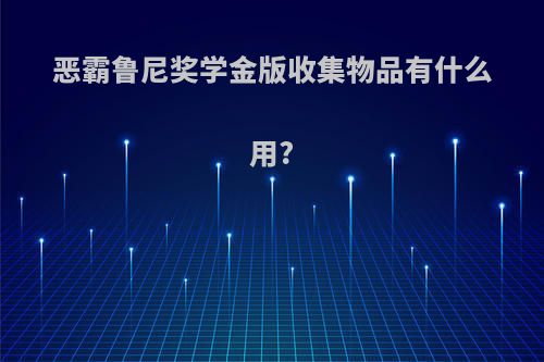 恶霸鲁尼奖学金版收集物品有什么用?