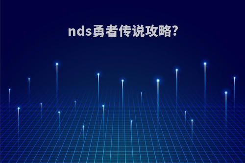 nds勇者传说攻略?