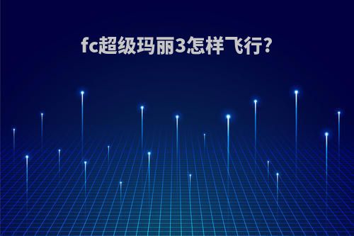 fc超级玛丽3怎样飞行?