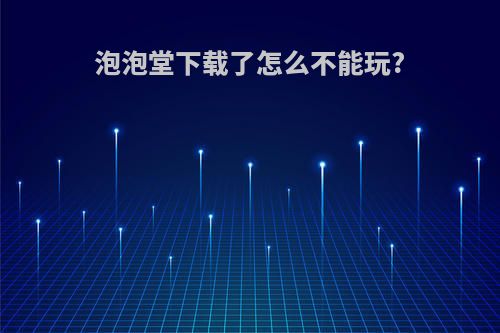 泡泡堂下载了怎么不能玩?