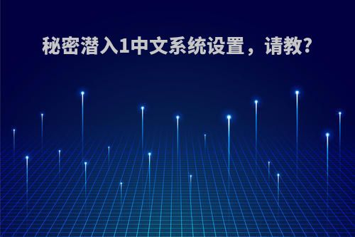 秘密潜入1中文系统设置，请教?