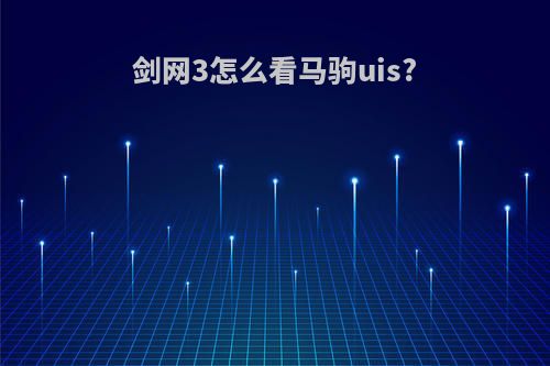 剑网3怎么看马驹uis?