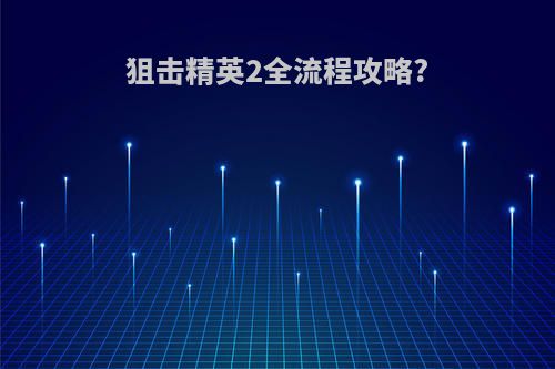 狙击精英2全流程攻略?