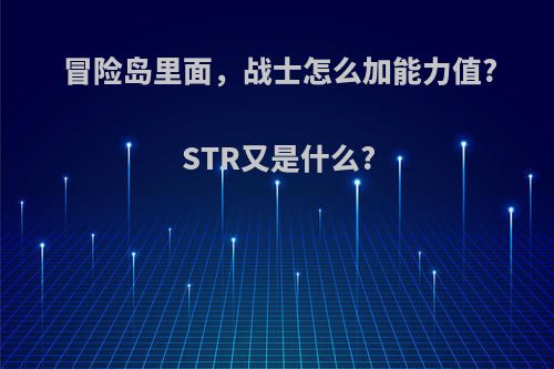 冒险岛里面，战士怎么加能力值?STR又是什么?