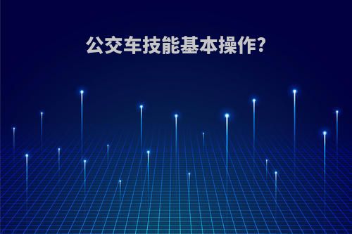 公交车技能基本操作?