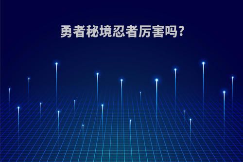 勇者秘境忍者厉害吗?