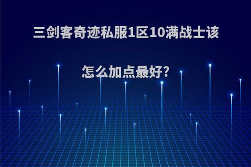 三剑客奇迹私服1区10满战士该怎么加点最好?