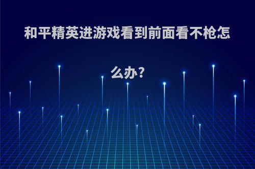 和平精英进游戏看到前面看不枪怎么办?