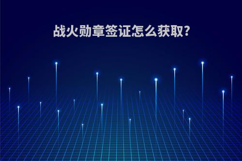 战火勋章签证怎么获取?