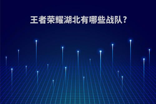 王者荣耀湖北有哪些战队?