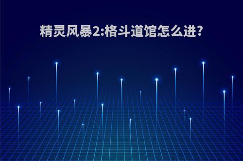 精灵风暴2:格斗道馆怎么进?