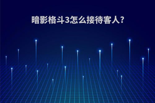 暗影格斗3怎么接待客人?