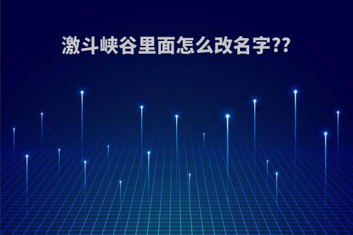 激斗峡谷里面怎么改名字??