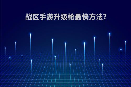 战区手游升级枪最快方法?