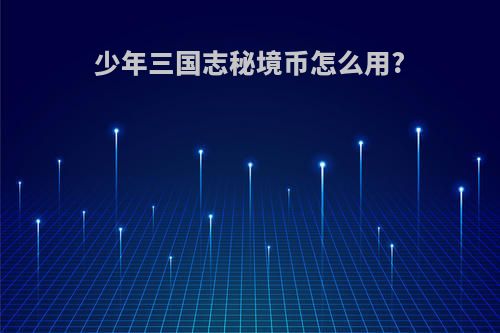 少年三国志秘境币怎么用?