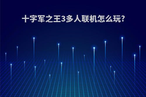 十字军之王3多人联机怎么玩?