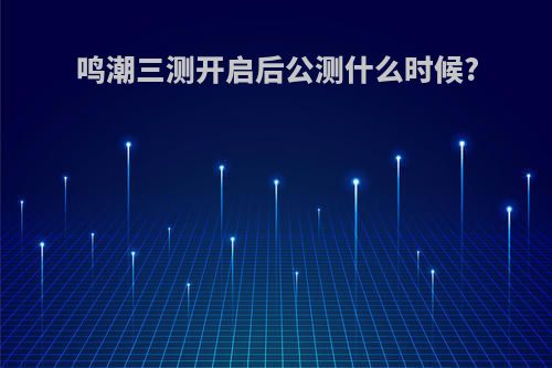 鸣潮三测开启后公测什么时候?