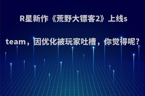 R星新作《荒野大镖客2》上线steam，因优化被玩家吐槽，你觉得呢?