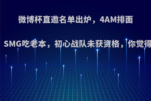 微博杯直邀名单出炉，4AM排面十足，SMG吃老本，初心战队未获资格，你觉得如何?