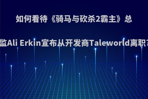如何看待《骑马与砍杀2霸主》总监Ali Erkin宣布从开发商Taleworld离职?