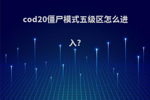 cod20僵尸模式五级区怎么进入?