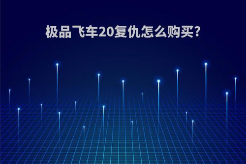 极品飞车20复仇怎么购买?