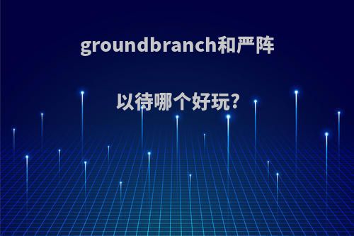 groundbranch和严阵以待哪个好玩?