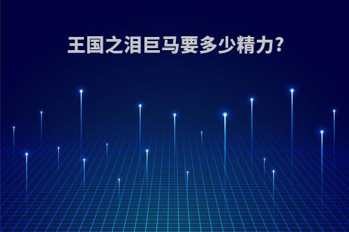 王国之泪巨马要多少精力?