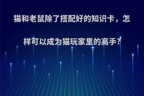 猫和老鼠除了搭配好的知识卡，怎样可以成为猫玩家里的高手?