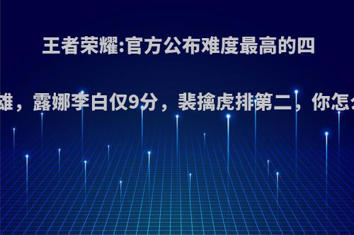 王者荣耀:官方公布难度最高的四位英雄，露娜李白仅9分，裴擒虎排第二，你怎么看?