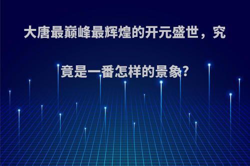 大唐最巅峰最辉煌的开元盛世，究竟是一番怎样的景象?
