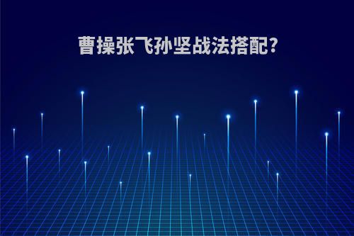 曹操张飞孙坚战法搭配?