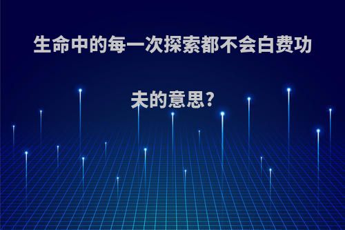 生命中的每一次探索都不会白费功夫的意思?