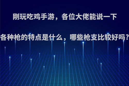 刚玩吃鸡手游，各位大佬能说一下各种枪的特点是什么，哪些枪支比较好吗?