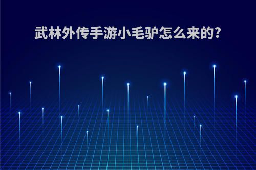 武林外传手游小毛驴怎么来的?