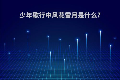 少年歌行中风花雪月是什么?