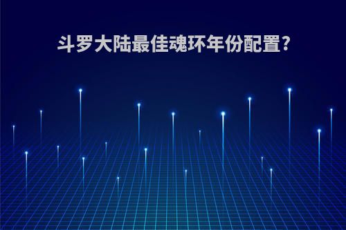 斗罗大陆最佳魂环年份配置?