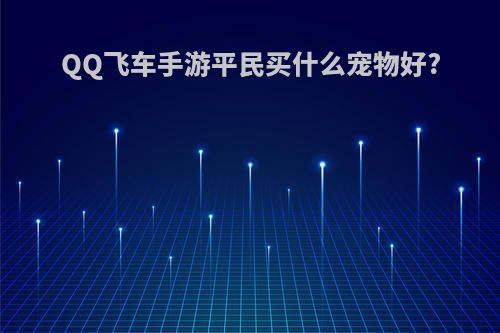 QQ飞车手游平民买什么宠物好?