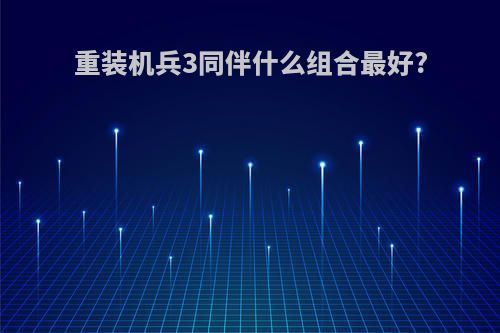 重装机兵3同伴什么组合最好?
