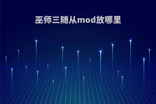 巫师三随从mod放哪里