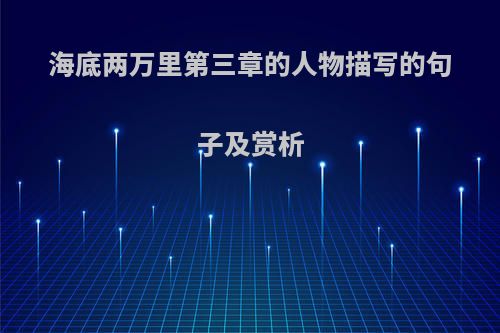 海底两万里第三章的人物描写的句子及赏析